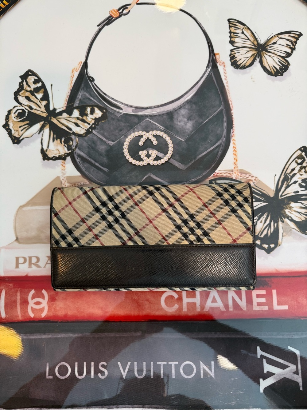 Burberry Beige Black Check Continental Wallet